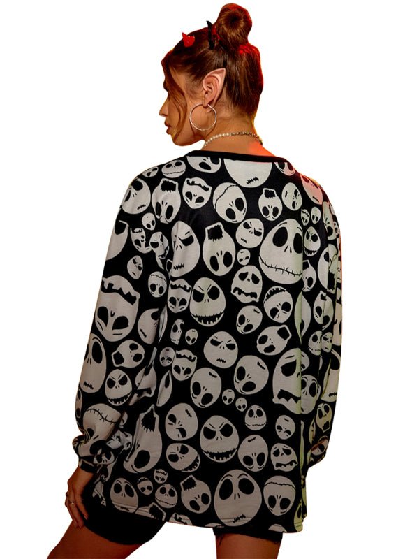 R&B| Damen Halloween Skull Print Blouse