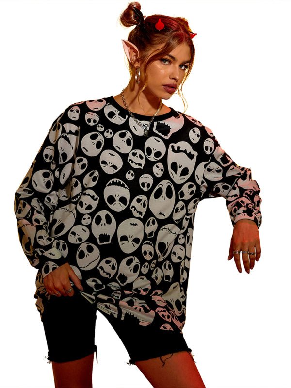 R&B| Damen Halloween Skull Print Blouse