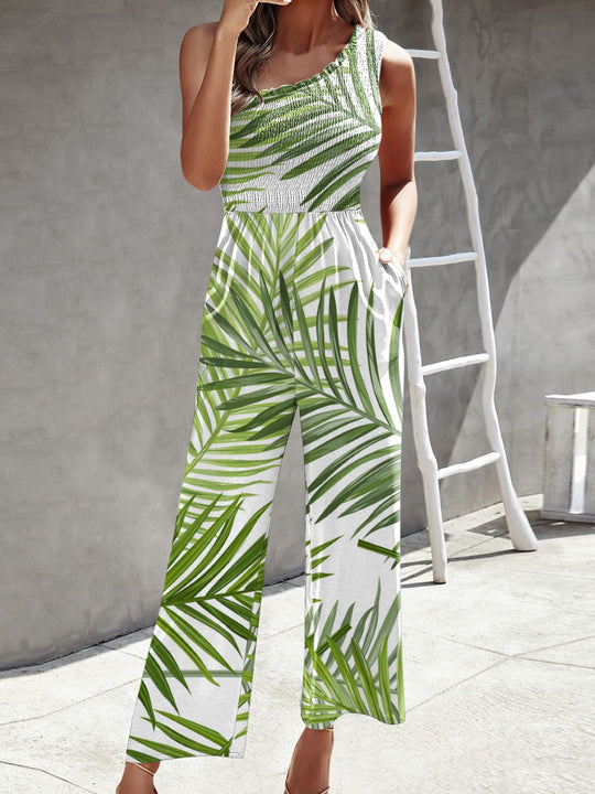 R&B | Damen Jumpsuits Gedruckt Ein Schulter Breite Bein Jumpsuit