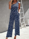 R&B | Damen Jumpsuits Gedruckt Ein Schulter Breite Bein Jumpsuit