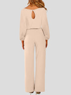 R&B | Damen Jumpsuits Einfarbig Langarm Gürtel Lässiger Jumpsuit