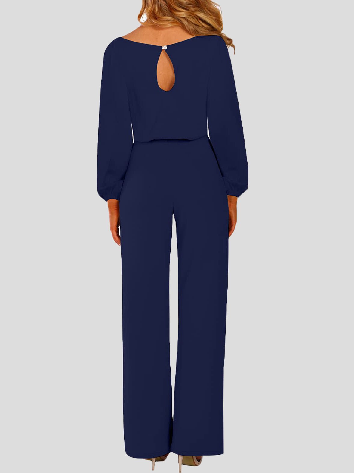 R&B | Damen Jumpsuits Einfarbig Langarm Gürtel Lässiger Jumpsuit