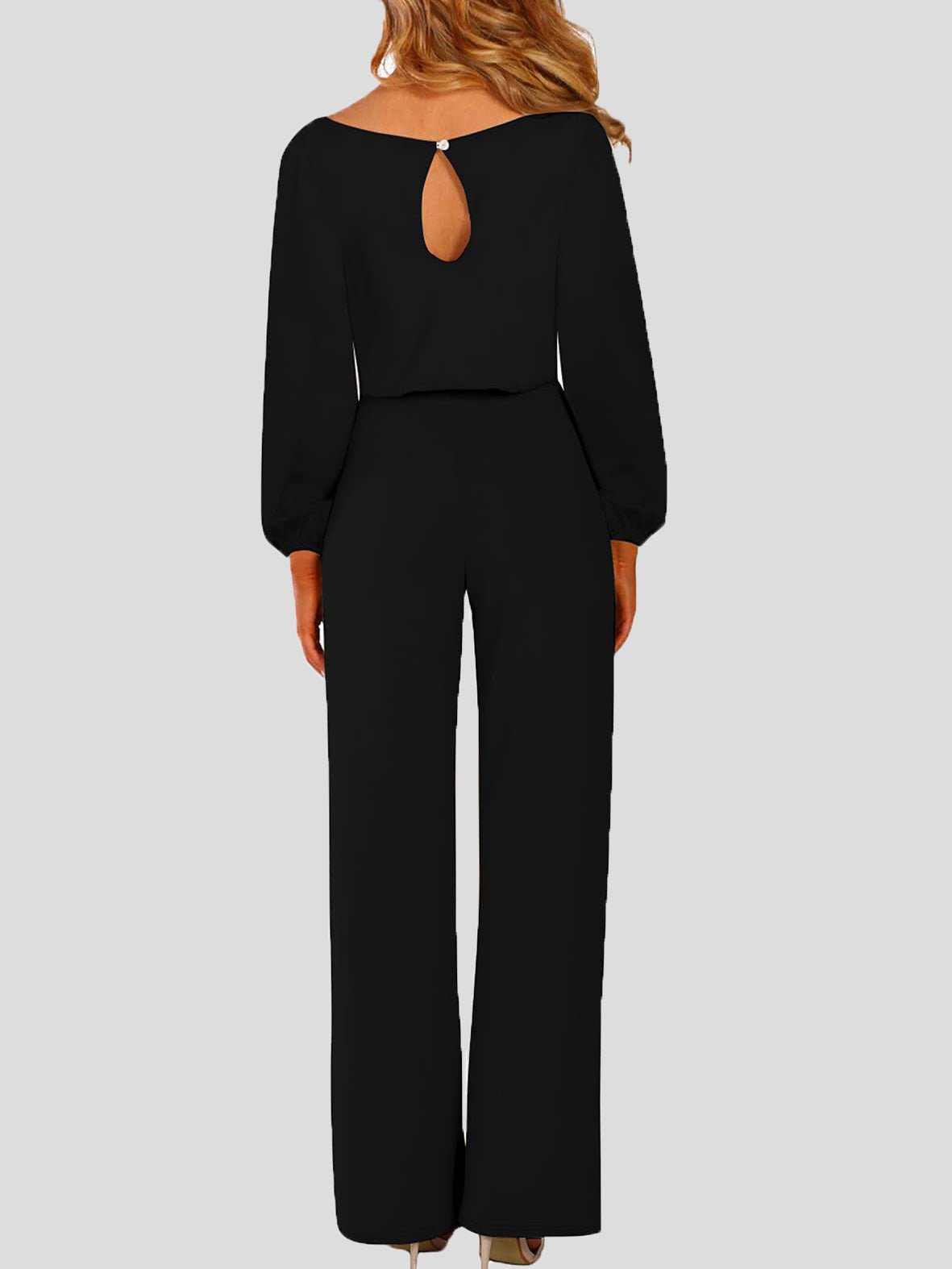 R&B | Damen Jumpsuits Einfarbig Langarm Gürtel Lässiger Jumpsuit