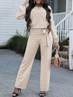 R&B | Damen Jumpsuits Einfarbig Langarm Gürtel Lässiger Jumpsuit