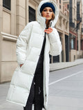 R&B | Damen Langer Daunenmantel mit Kapuze für Herbst/Winter