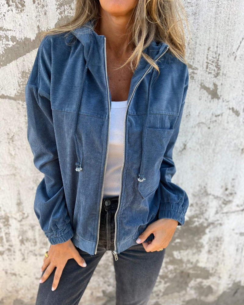 R&B | Damen Retro Cordjacke mit Kapuze