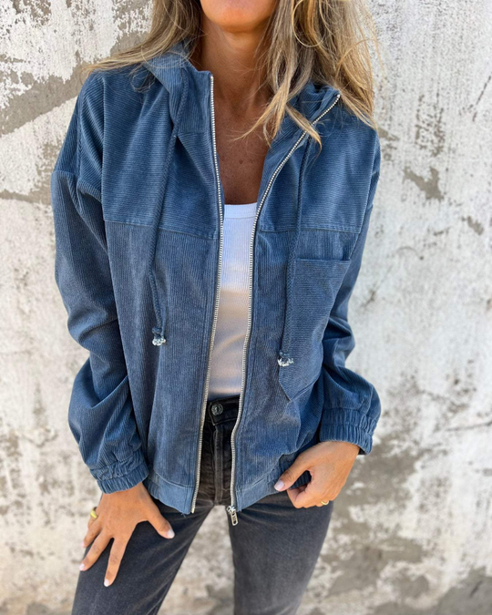 R&B | Damen Retro Cordjacke mit Kapuze