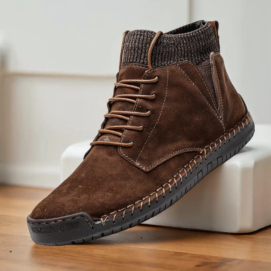 Retro-Wildlederschuhe mit Ripp- und Stichmuster R&B R&B