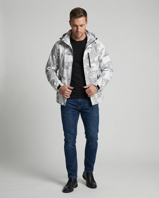 R&B Skijacke mit Reißverschluss im sportlichen Stil mit Buchstabendruck