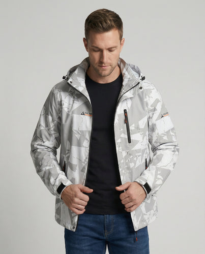 R&B Skijacke mit Reißverschluss im sportlichen Stil mit Buchstabendruck