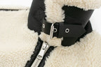 R&B | Oversized Teddyjacke - Kontrastbesatz Hoher Kragen Jacke