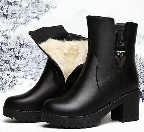R&B | Chunky Heel Stiefel mit Baumwolle