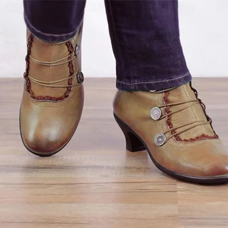 R&B | Damen Viktorianische Schnür-Stiefeletten mit Spitzenbesatz