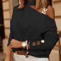 R&B | Asymmetrischer Strickpullover Einzigartiges Schulterdesign Trendige Details