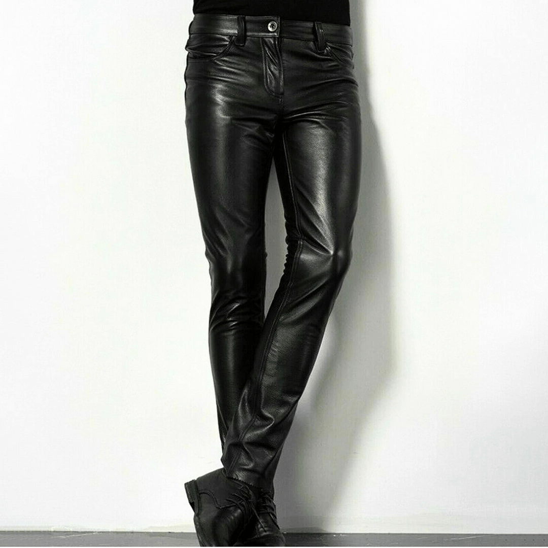 R&B | Schwarze Kunstlederhose für Herren Trendiges Design