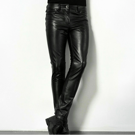 R&B | Schwarze Kunstlederhose für Herren Trendiges Design