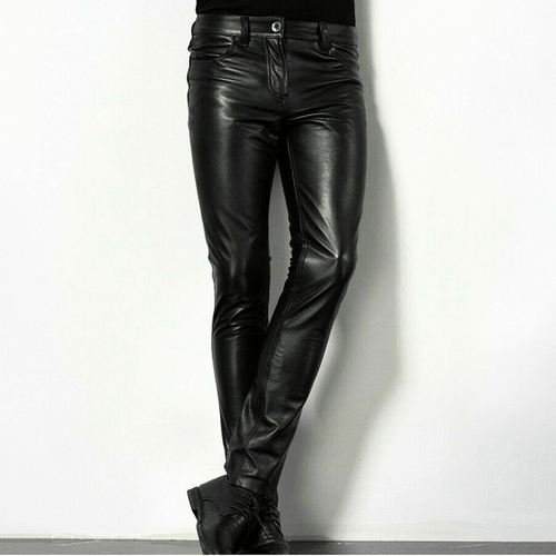 R&B | Schwarze Kunstlederhose für Herren Trendiges Design