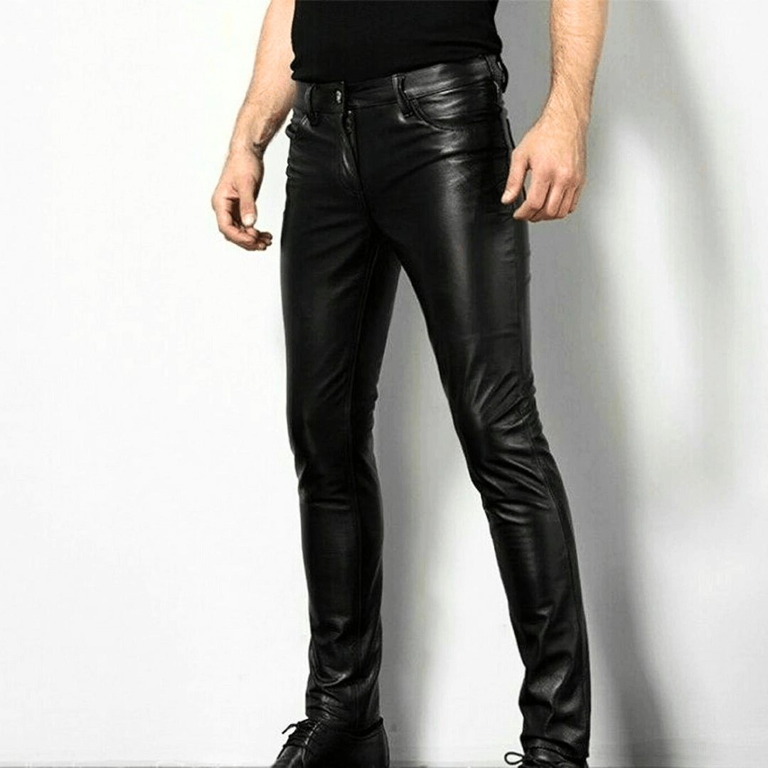 R&B | Schwarze Kunstlederhose für Herren Trendiges Design
