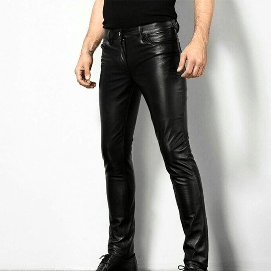 R&B | Schwarze Kunstlederhose für Herren Trendiges Design