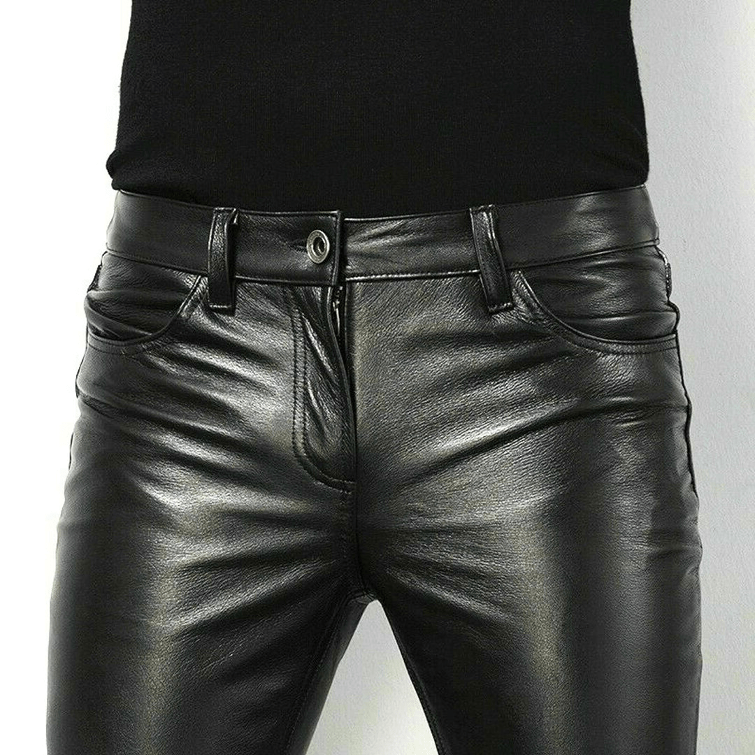 R&B | Schwarze Kunstlederhose für Herren Trendiges Design
