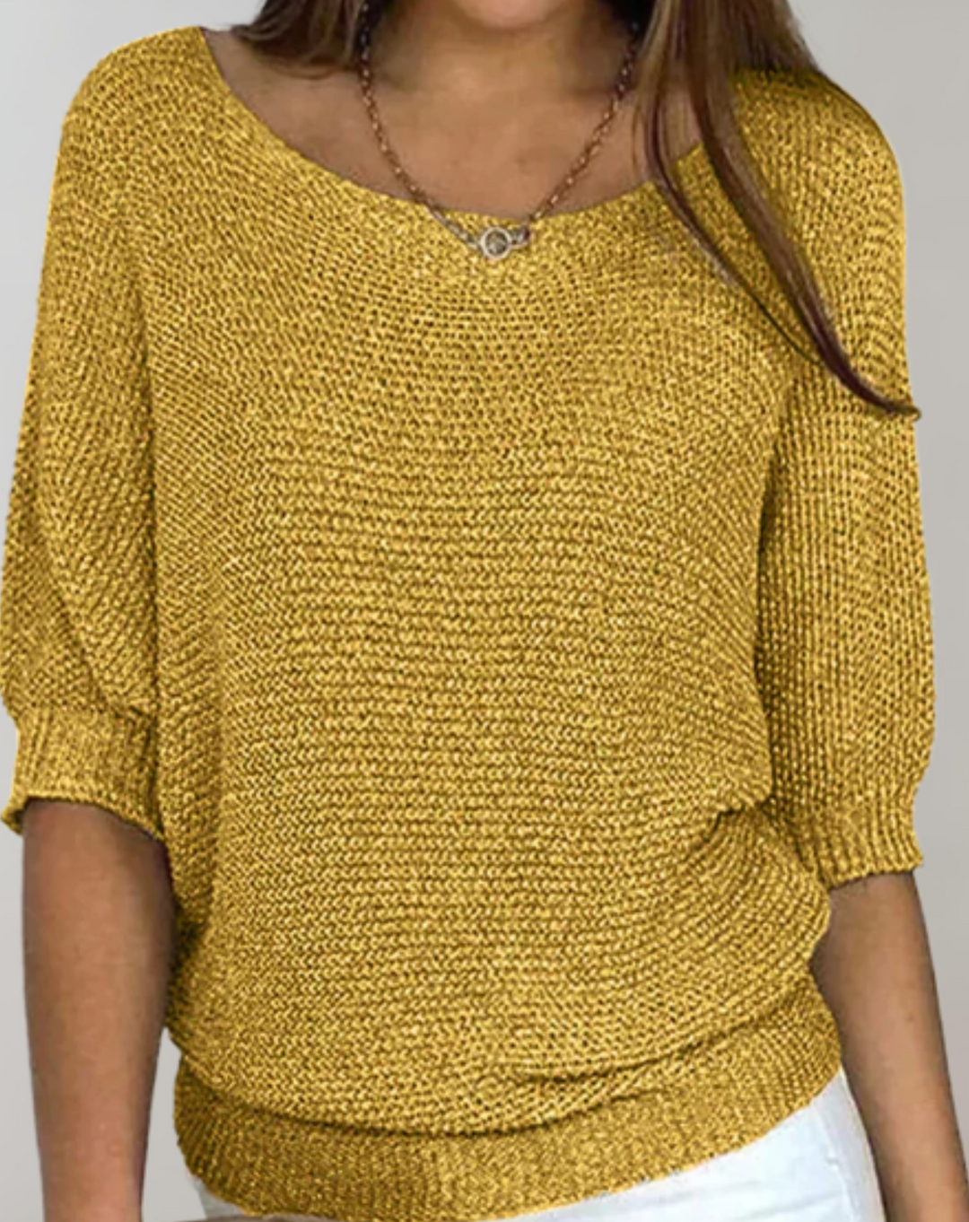 R&B | Schöner Taillierter Pullover Mit Rundhalsausschnitt Und Einfachen Mittellangen Ärmeln