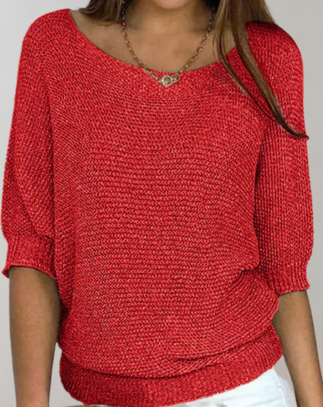 R&B | Schöner Taillierter Pullover Mit Rundhalsausschnitt Und Einfachen Mittellangen Ärmeln