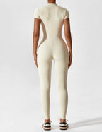 R&B | Lange Ärmel/Kurze Ärmel Reißverschluss Jumpsuit für Frauen