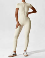 R&B | Lange Ärmel/Kurze Ärmel Reißverschluss Jumpsuit für Frauen