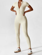 R&B | Lange Ärmel/Kurze Ärmel Reißverschluss Jumpsuit für Frauen