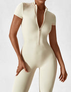 R&B | Lange Ärmel/Kurze Ärmel Reißverschluss Jumpsuit für Frauen