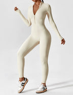 R&B | Lange Ärmel/Kurze Ärmel Reißverschluss Jumpsuit für Frauen