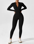 R&B | Lange Ärmel/Kurze Ärmel Reißverschluss Jumpsuit für Frauen