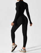 R&B | Lange Ärmel/Kurze Ärmel Reißverschluss Jumpsuit für Frauen