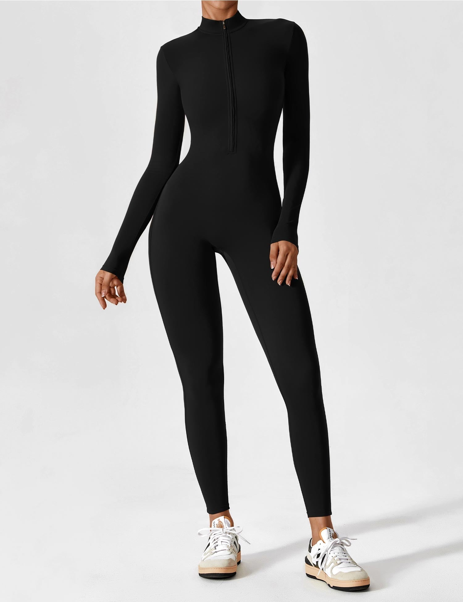 R&B | Lange Ärmel/Kurze Ärmel Reißverschluss Jumpsuit für Frauen