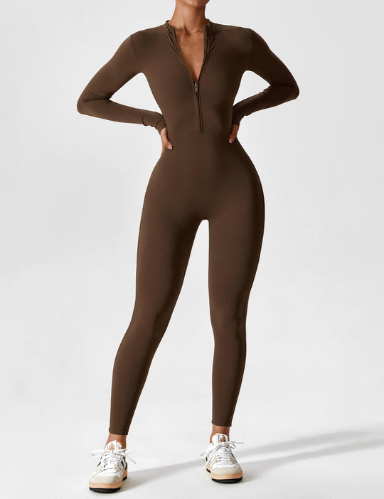 R&B - Lange Ärmel/Kurze Ärmel Reißverschluss Jumpsuit für Frauen