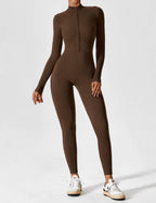 R&B | Lange Ärmel/Kurze Ärmel Reißverschluss Jumpsuit für Frauen