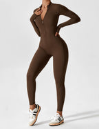 R&B | Lange Ärmel/Kurze Ärmel Reißverschluss Jumpsuit für Frauen