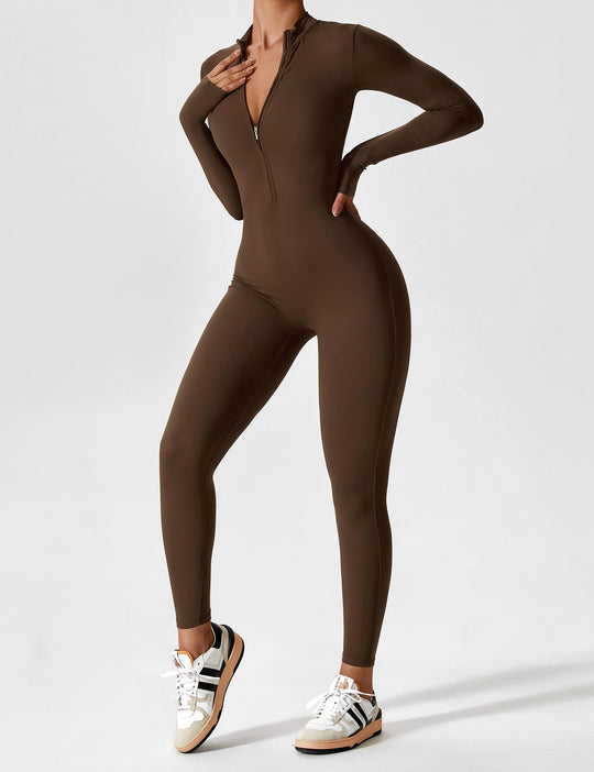 R&B - Lange Ärmel/Kurze Ärmel Reißverschluss Jumpsuit für Frauen