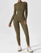 R&B | Lange Ärmel/Kurze Ärmel Reißverschluss Jumpsuit für Frauen