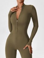 R&B | Lange Ärmel/Kurze Ärmel Reißverschluss Jumpsuit für Frauen