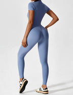 R&B | Lange Ärmel/Kurze Ärmel Reißverschluss Jumpsuit für Frauen