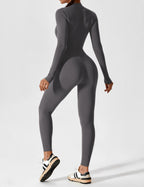 R&B | Lange Ärmel/Kurze Ärmel Reißverschluss Jumpsuit für Frauen