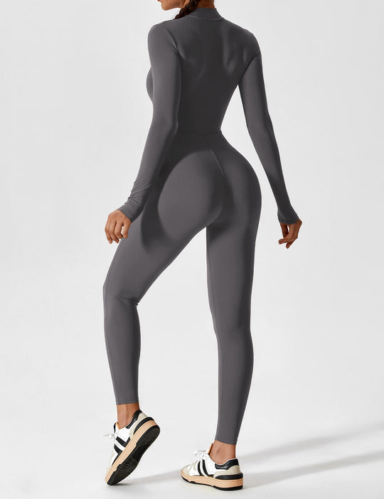 R&B - Lange Ärmel/Kurze Ärmel Reißverschluss Jumpsuit für Frauen