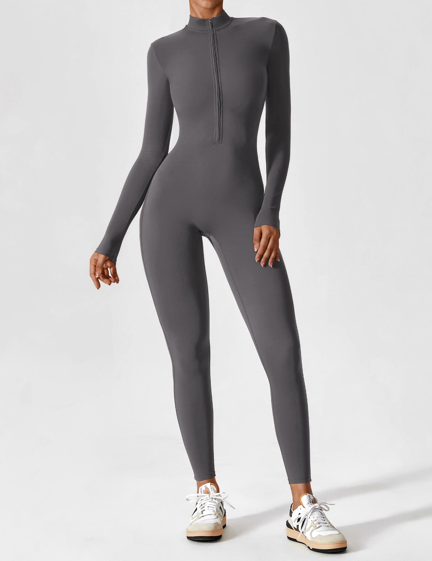 R&B | Lange Ärmel/Kurze Ärmel Reißverschluss Jumpsuit für Frauen