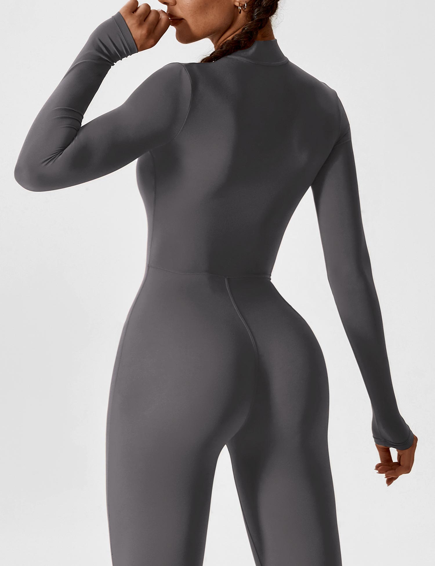 R&B | Lange Ärmel/Kurze Ärmel Reißverschluss Jumpsuit für Frauen