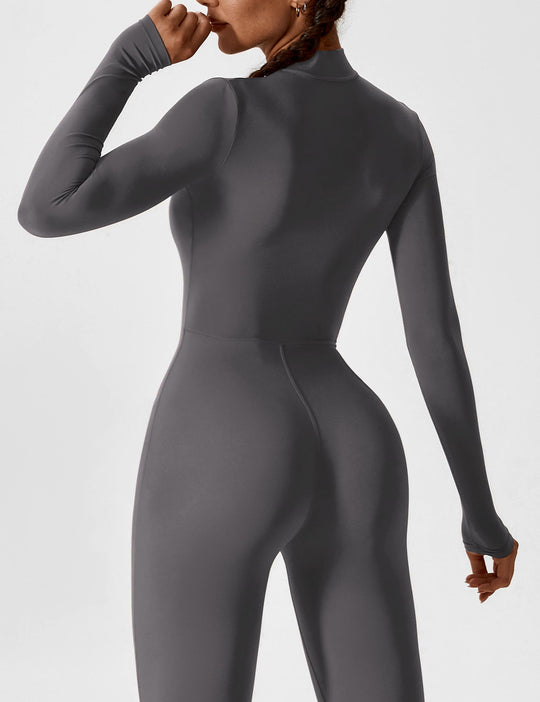 R&B - Lange Ärmel/Kurze Ärmel Reißverschluss Jumpsuit für Frauen