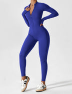 R&B | Lange Ärmel/Kurze Ärmel Reißverschluss Jumpsuit für Frauen