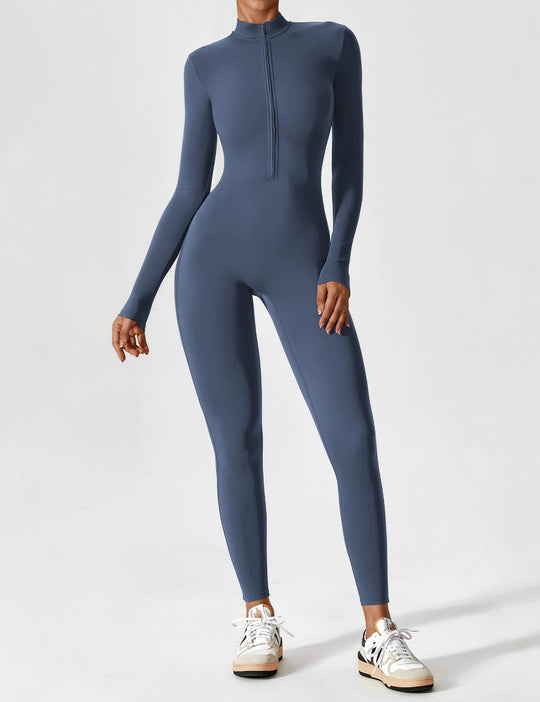 R&B - Lange Ärmel/Kurze Ärmel Reißverschluss Jumpsuit für Frauen