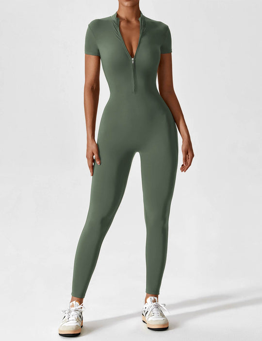 R&B - Lange Ärmel/Kurze Ärmel Reißverschluss Jumpsuit für Frauen