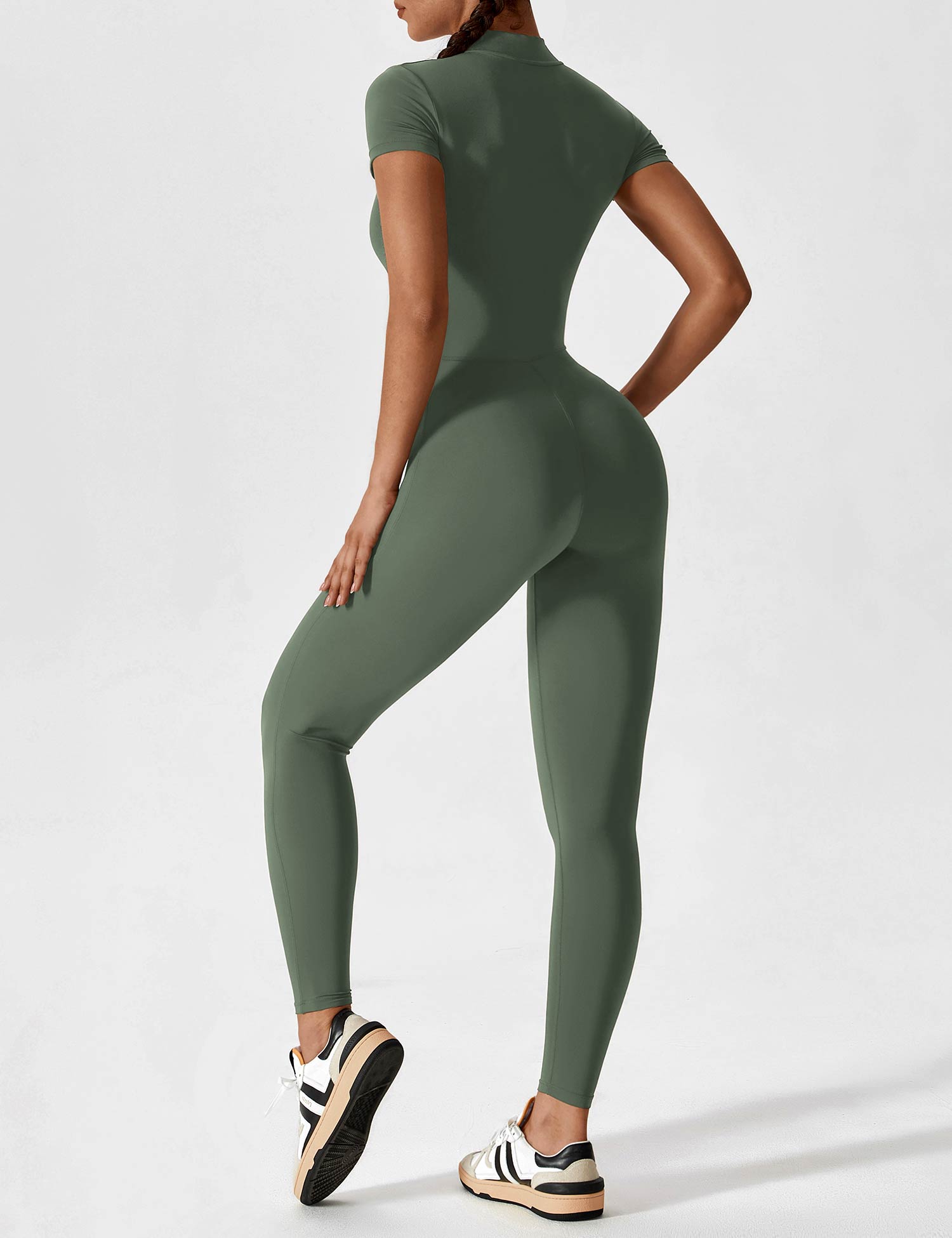 R&B | Lange Ärmel/Kurze Ärmel Reißverschluss Jumpsuit für Frauen